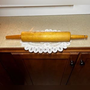Vintage Solid Wood 17” Rolling Pin 1 3/4” Diameter Hole For Hanging